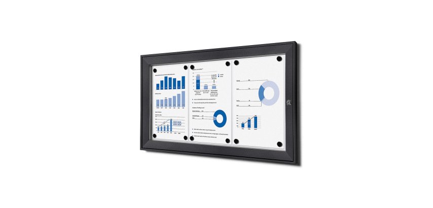 Indoor Lockable Showcase Silver 3x A4 RAL7016