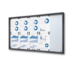 Vitrine d'affichage intérieur Slim fond acier laqué porte coulissante