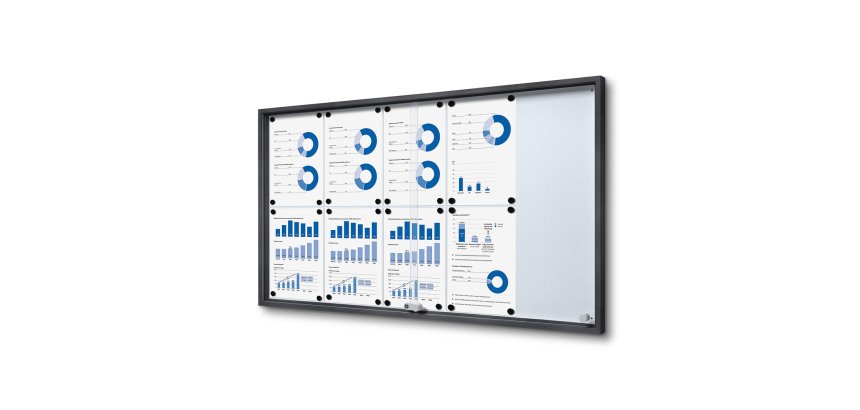 Vergrendelbaar Notitiebord Met Schuifdeuren Slim 10 x A4 Antraciet
