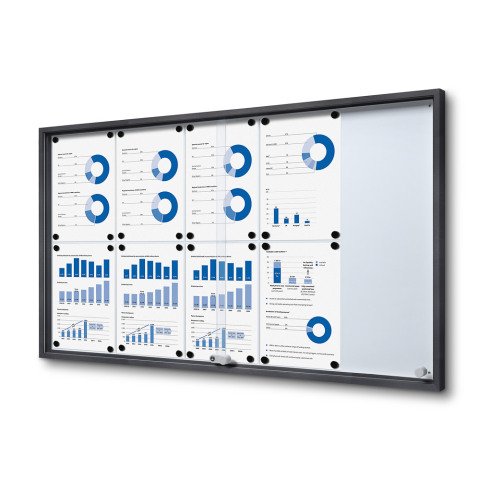 Vitrina Interior Magnética Slim con Puertas Correderas 10 x A4 Antracita