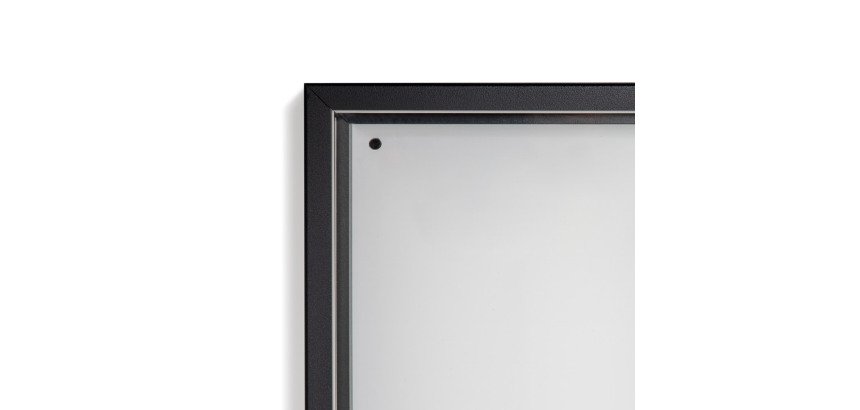 Vitrine d'affichage intérieur Slim fond acier laqué porte coulissante