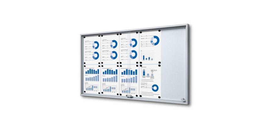 Indoor Lockable Showcase With Sliding Doors Slim 10x A4