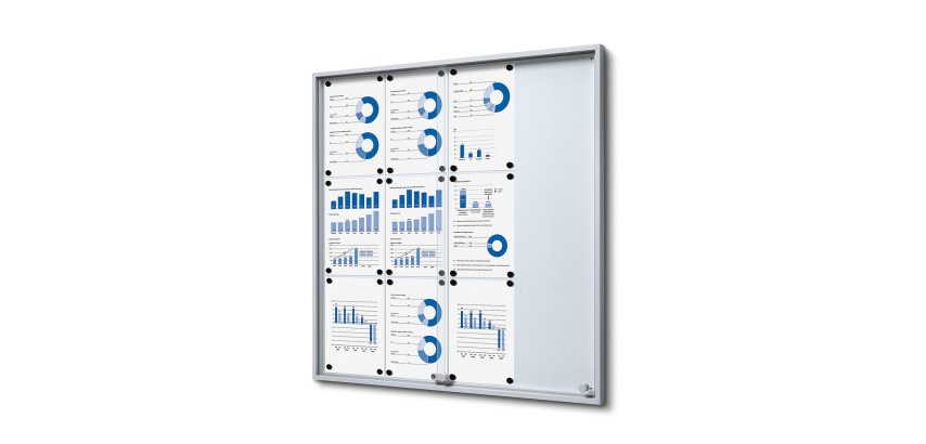 Vitrine d'affichage intérieur Slim fond acier métal