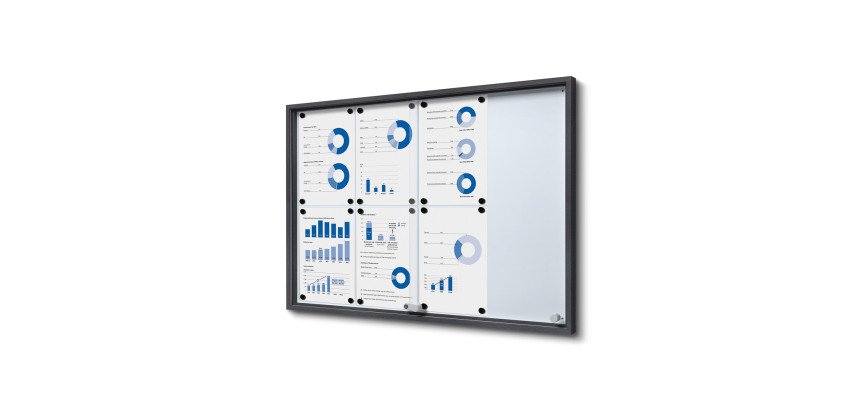 Vitrina Interior Magnética Slim con Puertas Correderas 8 x A4 Antracita