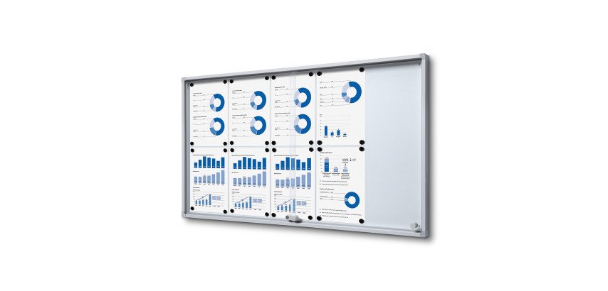 Vitrine Intérieure Verrouillable avec Portes Coulissantes Slim avec Coins de Sécurité 10 x A4