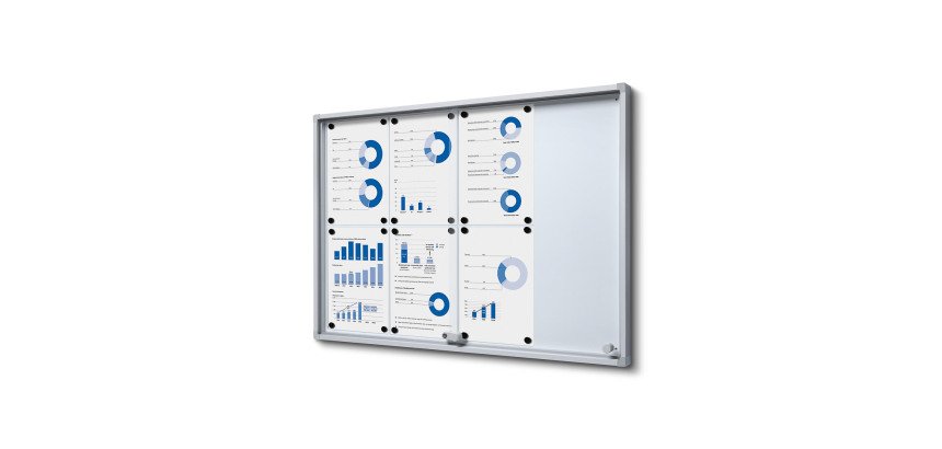 Indoor Lockable Showcase With Sliding Doors Slim With Safety Corners 8 x A4