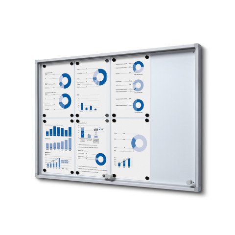Vitrina Interior Magnética Slim con puertas correderas con Esquinas de Seguridad 8 x A4