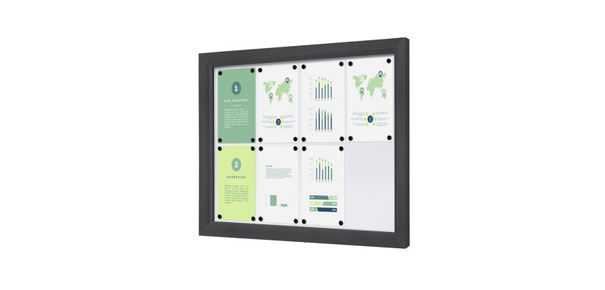 Vitrine Extérieure Verrouillable Slim 8 x A4 Anthracite