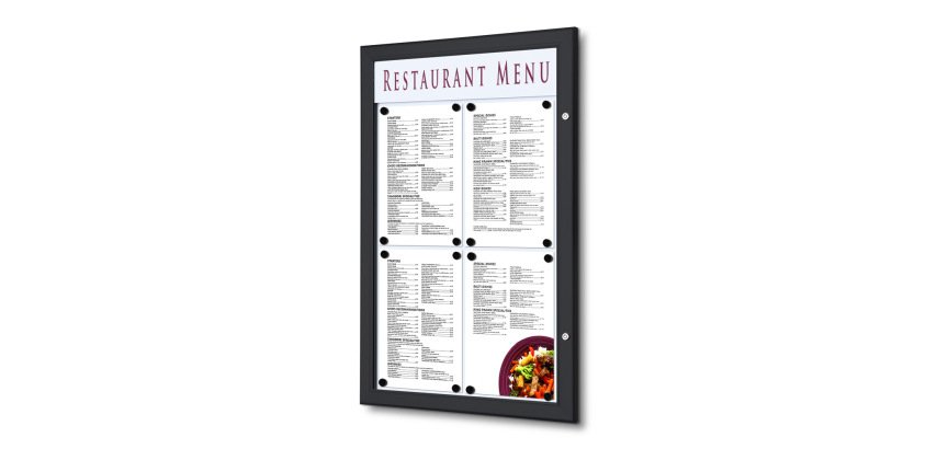 Porte-menu Extérieur Logo / LED 4 x A4 Portrait Noir