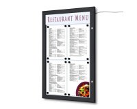 Vitrina Porta Menú Exterior LED 4 x A4 Vertical Negro