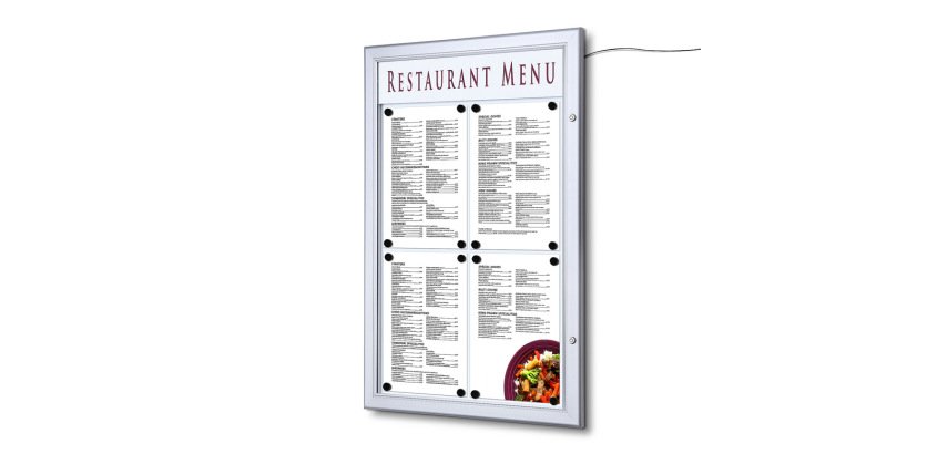 Outdoor Menu Case LED Illuminated With Logo Panel Portrait 4x A4