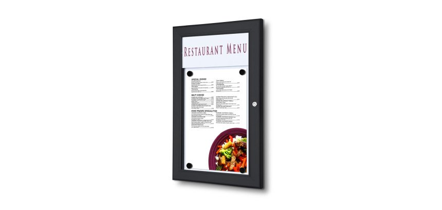 Porte-menu Extérieur Logo / LED 1 x A4 Portrait Noir