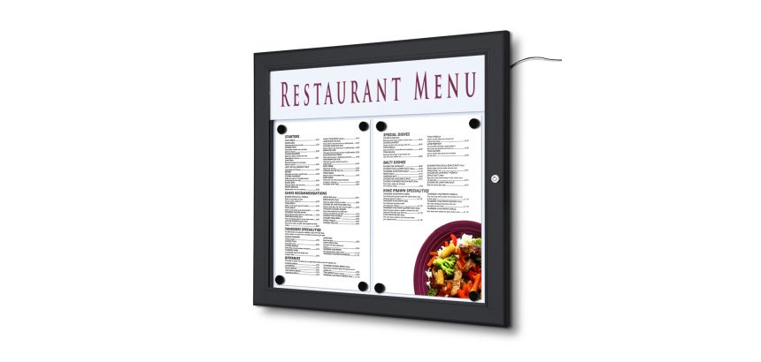 Porte-menu Extérieur avec LED 2 x A4 Paysage noir