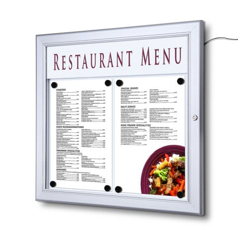Vitrina Porta Menú Exterior LED 2 x A4 Horizontal