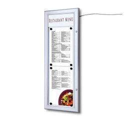 Vitrina Porta Menú Exterior LED 2 x A4 Vertical