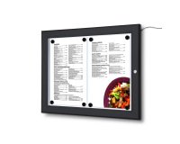 Negro Porta Menú Exterior Cubierto 2x A4 LED