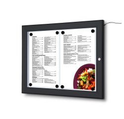 Negro Porta Menú Exterior Cubierto 2x A4 LED