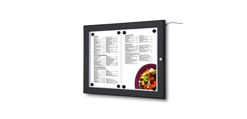 Black Outdoor Menu LED Illuminated 2x A4