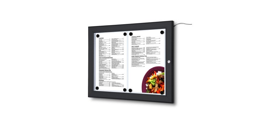 Présentoir Porte Menu LED Extérieur Noir 2x A4