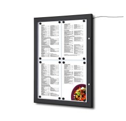 Negro Porta Menú Exterior Cubierto 4x A4 LED