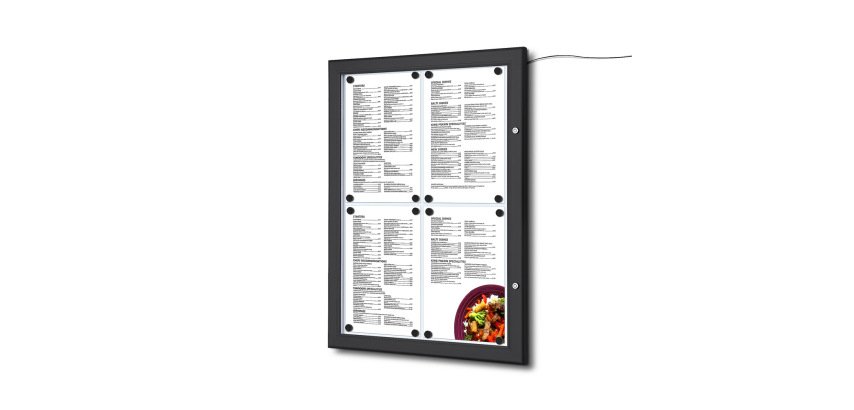 MenüKasten Outdoor Schwarz 4x DIN A4 LED