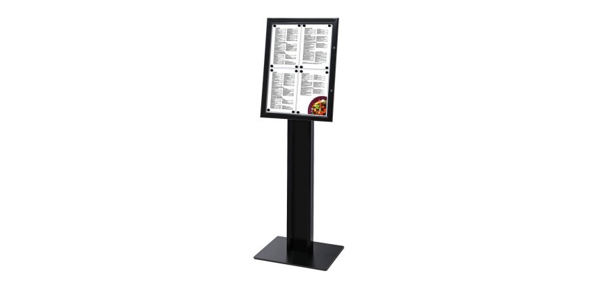 Black Freestanding Menu Pole Non-Illuminated 4x A4