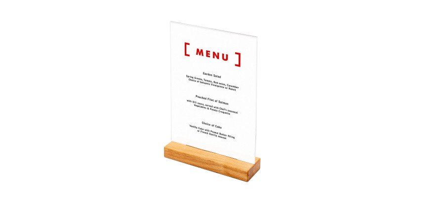 Support de menu en bois en T Format A4 Portrait