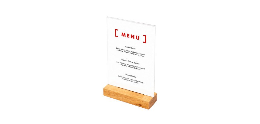 Support de menu en bois en T Format A5 Portrait