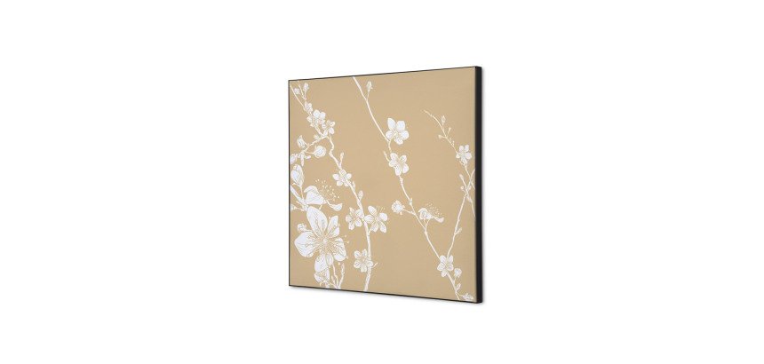 Décoration Murale en Tissu SET 40 x 40 Fleurs De Cerisier Japonais Beige