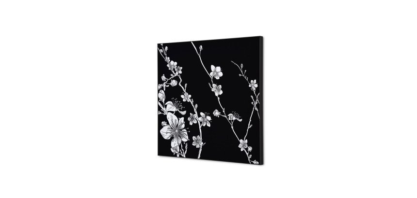 Décoration Murale en Tissu SET 40 x 40 Fleurs De Cerisier Japonais Noir