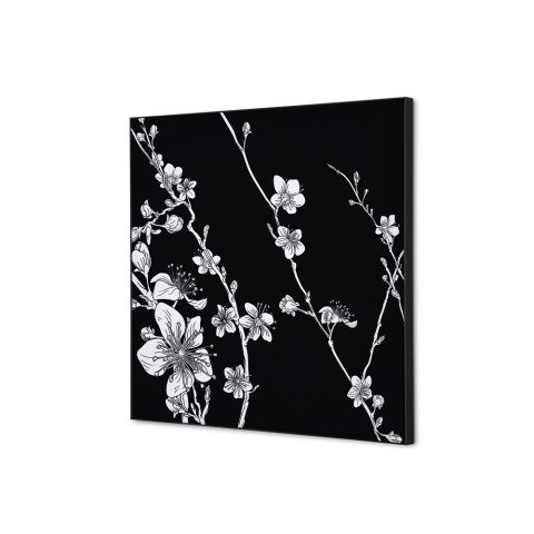 decoración textil de Pared SET 40 x 40 Flor de Cerezo Japonés Negro