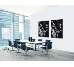 Décoration Murale en Tissu SET 40 x 40 Fleurs De Cerisier Japonais Noir