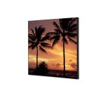 Décoration Murale en Tissu SET 40 x 40 Coucher de Soleil Palmiers