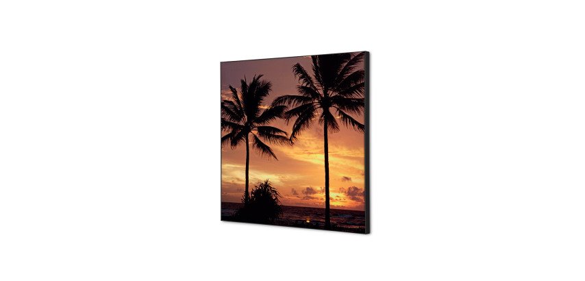 Décoration Murale en tissu SET 40 x 40 Coucher de Soleil Palmiers