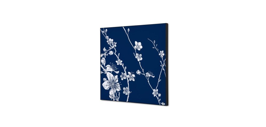 Décoration Murale en tissu SET 40 x 40 Fleurs de Cerisier Japonais Bleu