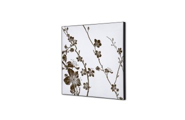 decoración textil de Pared SET 40 x 40 Flor de Cerezo Japonés Marrón Oscuro