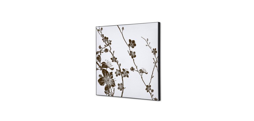 Décoration Murale en Tissu SET 40 x 40 Fleurs De Cerisier Japonais Brun Foncé