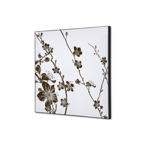decoración textil de Pared SET 40 x 40 Flor de Cerezo Japonés Marrón Oscuro