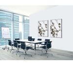 Décoration Murale en Tissu SET 40 x 40 Fleurs De Cerisier Japonais Brun Foncé