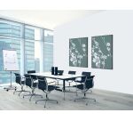 Décoration Murale en Tissu SET 40 x 40 Fleurs De Cerisier Japonais Vert