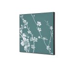 Décoration Murale en Tissu SET 40 x 40 Fleurs De Cerisier Japonais Vert