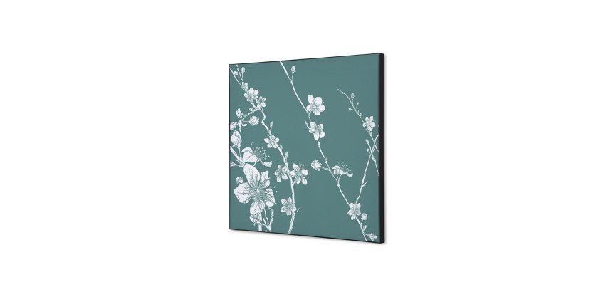 Spannstoff Wanddekoration SET 40 x 40 Japanische Kirschblüte Grün