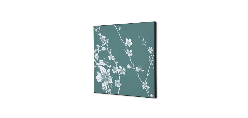 Décoration Murale en Tissu SET 40 x 40 Fleurs De Cerisier Japonais Vert
