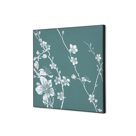 decoración textil de Pared SET 40 x 40 Flor de Cerezo Japonés Verde