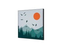 Wanddecoratie Textiel SET 40 x 40 Zon en Vogel