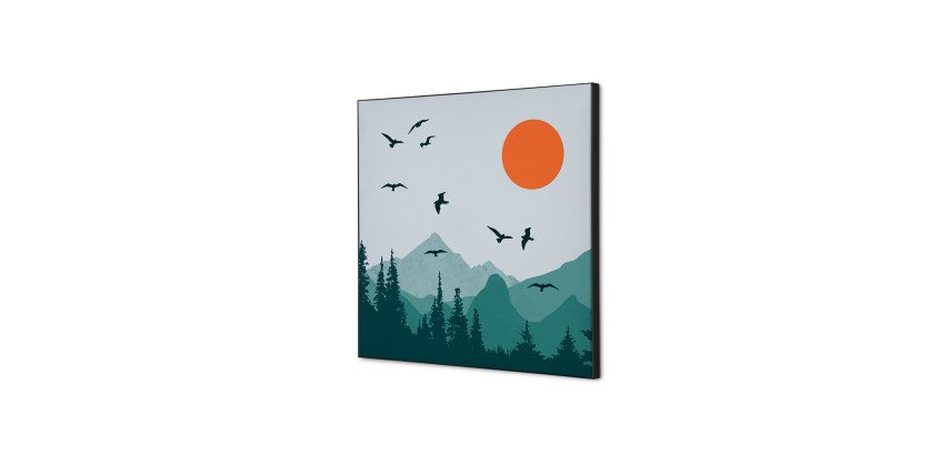 Décoration Murale en tissu SET 40 x 40 Soleil Et Oiseaux