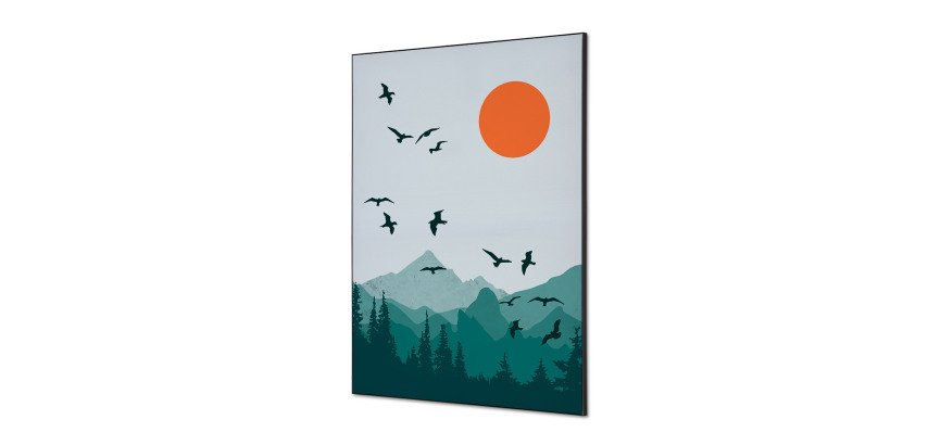 Spannstoff Wanddekoration SET A1 Sonne und Vögel