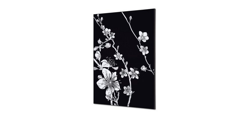 Textile Wall Decoration SET A1 Japanese Blossom Black I7