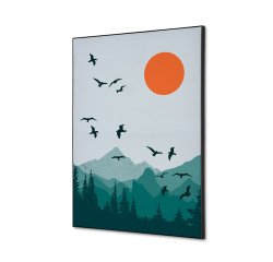 Wanddecoratie Textiel SET A2 Zon en Vogel