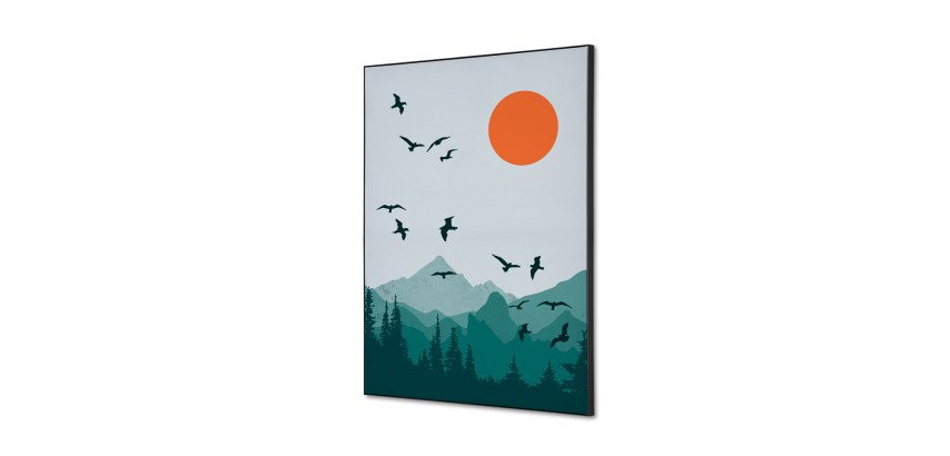Wanddecoratie Textiel SET A2 Zon en Vogel